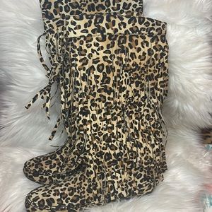 Leopard fringe boots! Never worn!